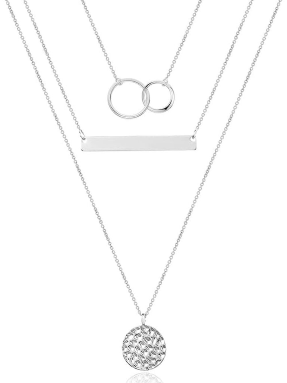 Dainty Layered Choker Necklace - Handmade Y Pendant & Bar Disc, Adjustable for
